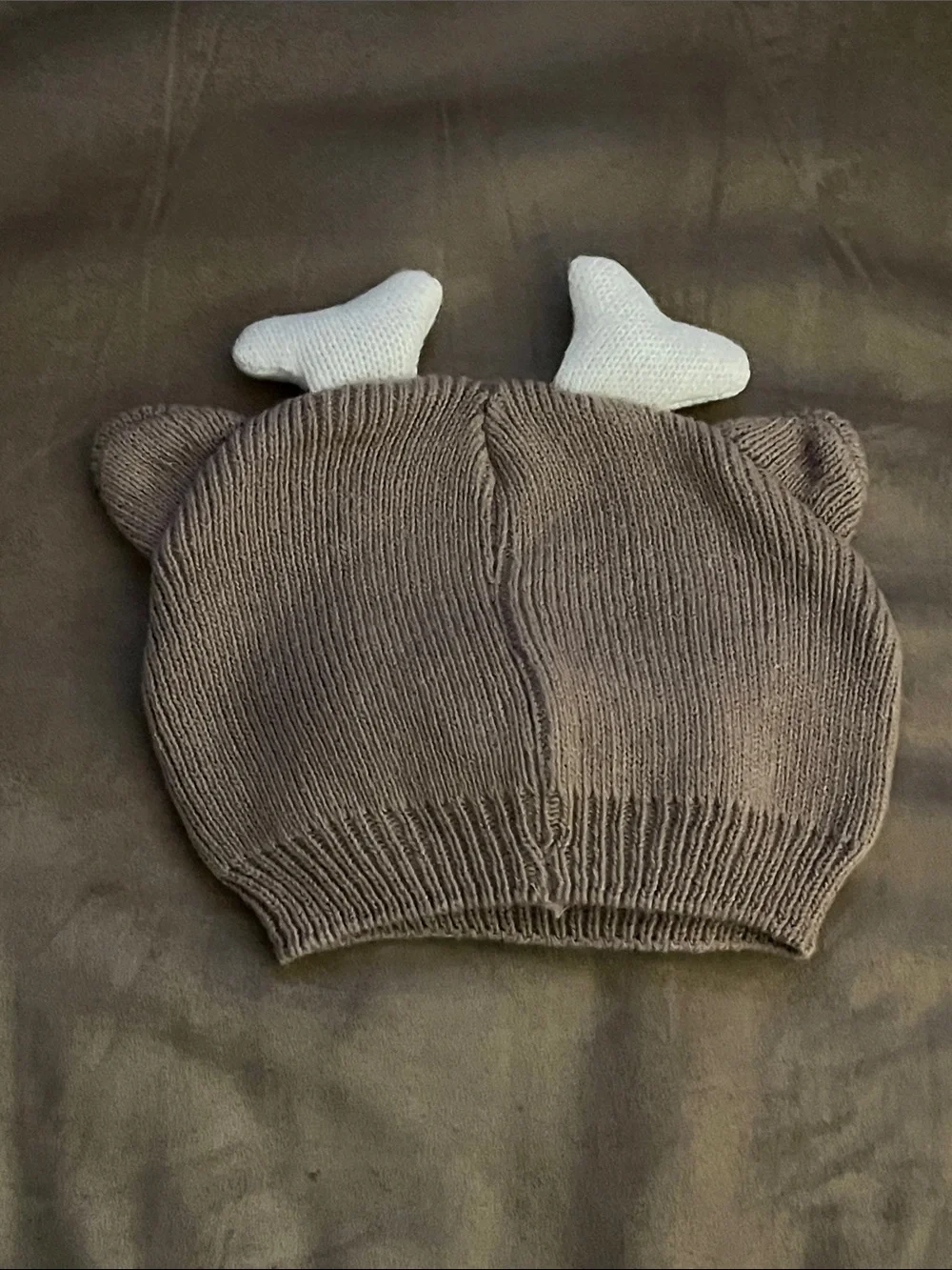 Kids Reindeer Beanie Hat with Red Nose - Brown
